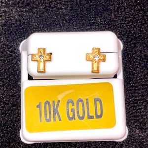 10k solid gold cross earrings, elegant simple gift earrings Real gold not plated